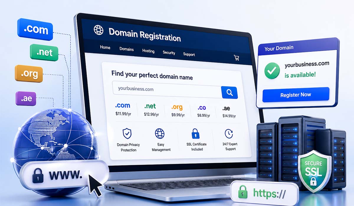 Domain registration and web hosting in Dubai